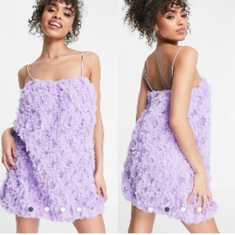 ASOS Luxe 3D Lace Bandeau Mini Dress Lilac Purple Lavender Size 6